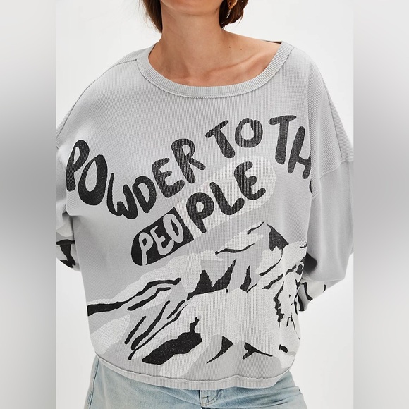 Free People Tops - Ragabond Free People Gray Powder to the People Waffle Thermal Long Sleeve Tee